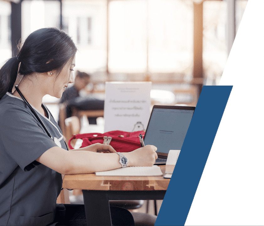 Health professions student studying