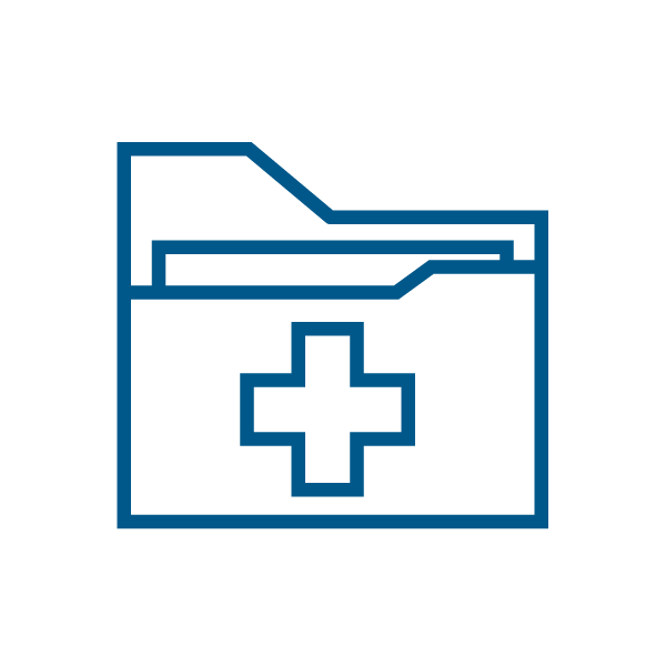 Medical file with cross symbol