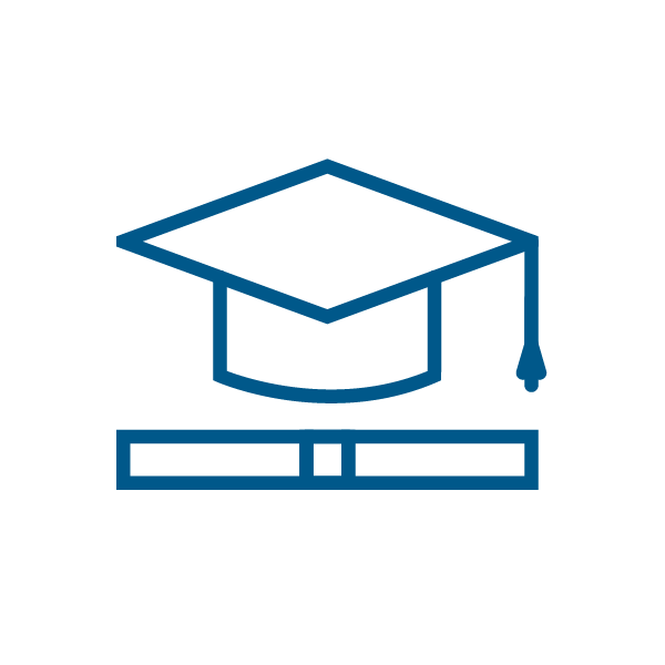 Graduation cap and diploma icon