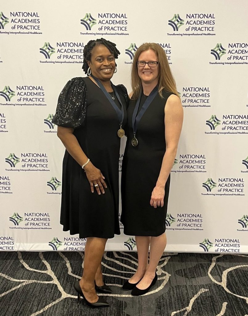 The attached photo features Dr. Karlita Warren (left) (RMU PhD, Class of 2015), a NAP Distinguished Fellow in the Athletic Training Academy inducted in 2023, and Dr. Nora Kraemer (right) (RMU PhD Class of 2017) inducted this March as a NAP Distinguished Fellow in the Athletic Training Academy.