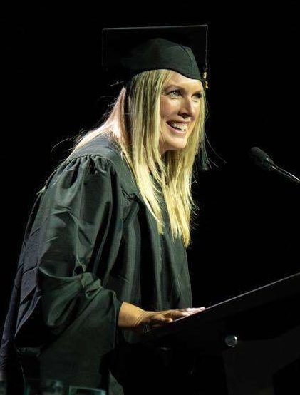 Woman speaks at graduation
