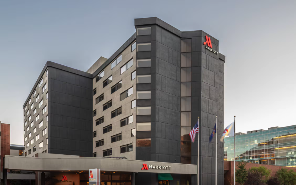 The exterior of the Provo Marriott Hotel and Conference Center is in Center.